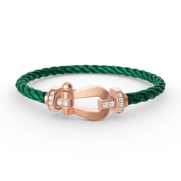 [Elara]GROSSES HUFEISEN HALBDELMANTE ARMBAND - ROSÉGOLD