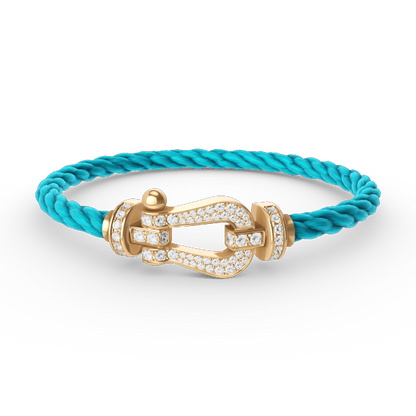 [Elara]フォース ラージホースシュー フルダイヤモンドブレスレット - ゴールド