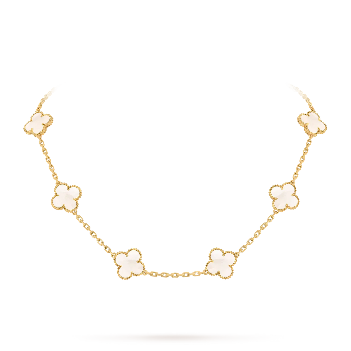 [Elara]CLASSIC LUCKY 10-MOTIF CLOVER NECKLACE GOLD COLLECTION