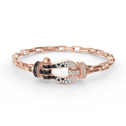 [Elara]FORCE LARGE HORSESHOE CLASP METAL BRACELET