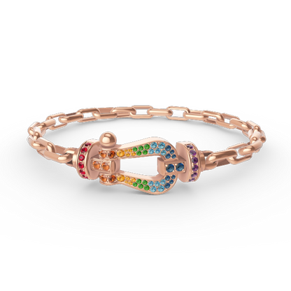 [Elara]FORCE LARGE HORSESHOE CLASP METAL BRACELET