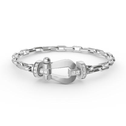 [Elara]FORCE LARGE HORSESHOE CLASP METAL BRACELET