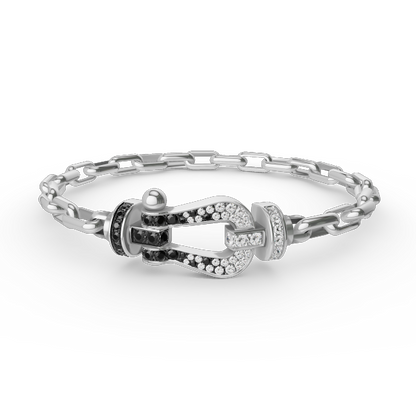[Elara]FORCE LARGE HORSESHOE CLASP METAL BRACELET