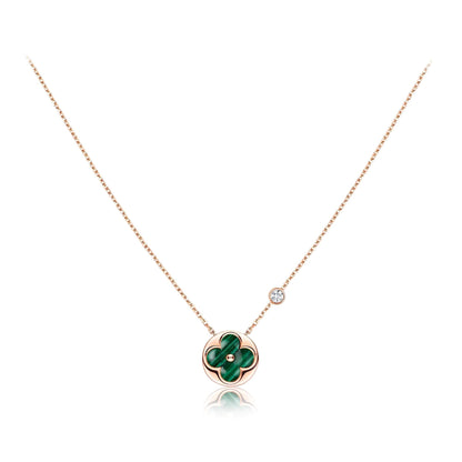 [Elara]SUN PEDANT ROSE GOLD 1 DIAMOND NECKLACE
