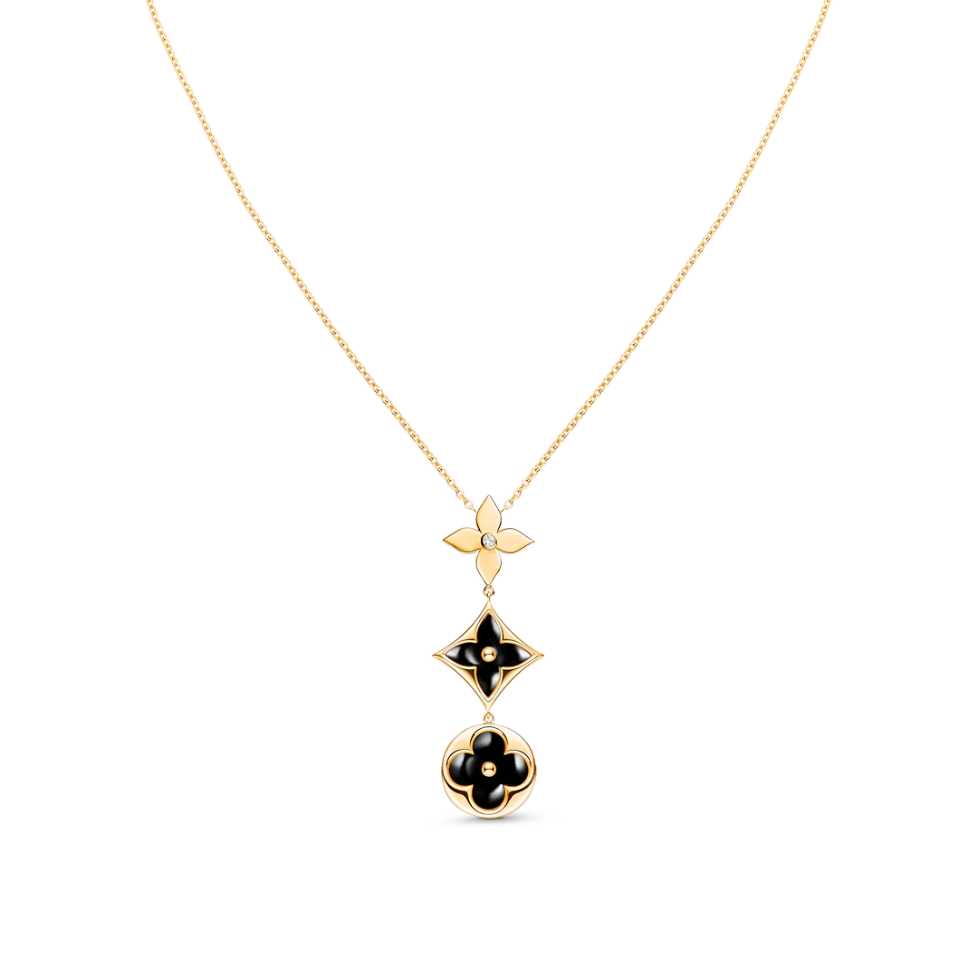 [Elara]STAR AND SUN ONYX ROSE GOLD NECKLACE