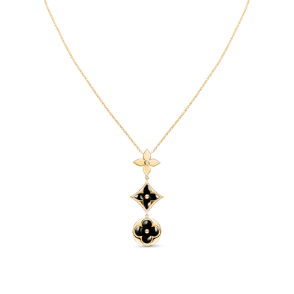 [Elara]STAR AND SUN ONYX ROSE GOLD NECKLACE
