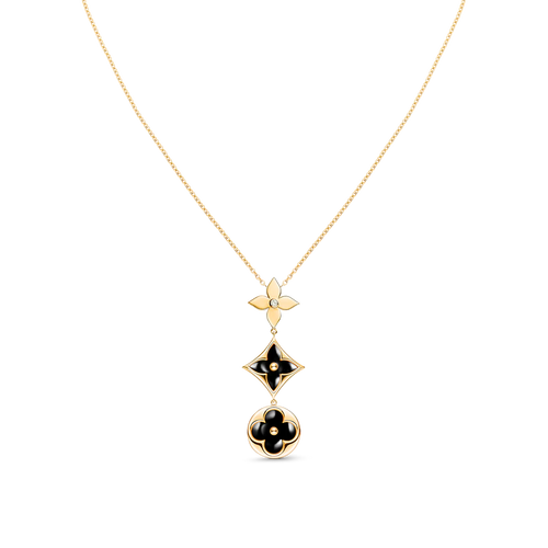 [Elara]STAR AND SUN ONYX ROSE GOLD NECKLACE