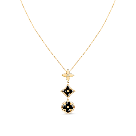 [Elara]STAR AND SUN ONYX ROSE GOLD NECKLACE