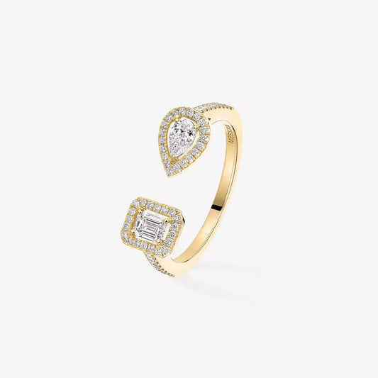 [Elara]OPEN SUGAR CUBE & TEARDROP PAVÉ DIAMOND RING