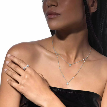 [Elara]MY TWIN 2-ROW DIAMOND NECKLACE