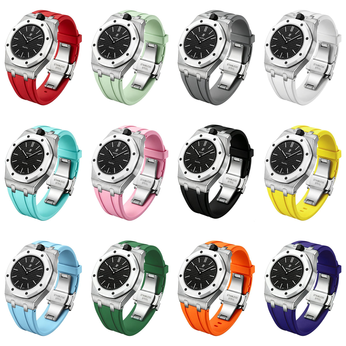 [Elara]Royal Oak Pop Exclusive Steel Case & Silicone Strap With Cradle