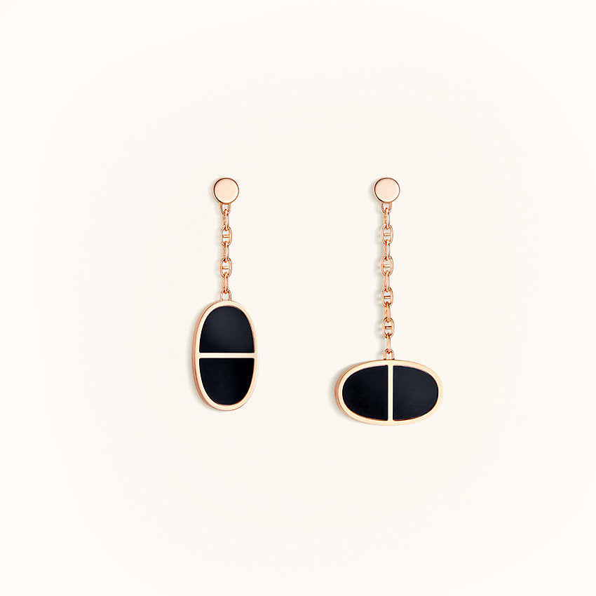 [Elara]CHAINE VERSO BLACK CERAMIC EARRINGS