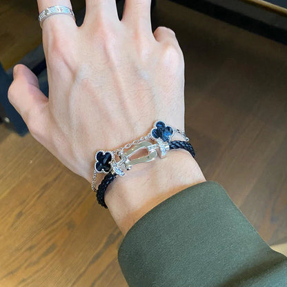 [Elara]LUCKY CLOVER 5-MOTIF BRACELET - PIETERSITE COLLECTION