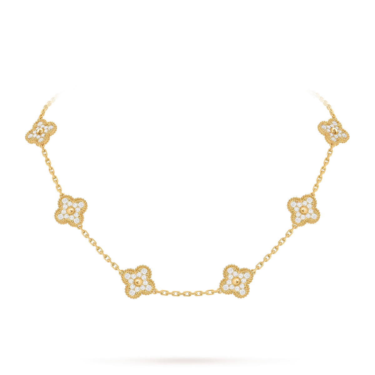 [Elara]CLASSIC LUCKY 10-MOTIF CLOVER NECKLACE GOLD COLLECTION