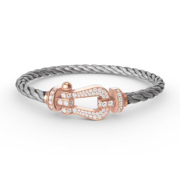 [Elara]FORCE LARGE HORSESHOE FULL DIAMOND BRACELET - ROSE GOLD