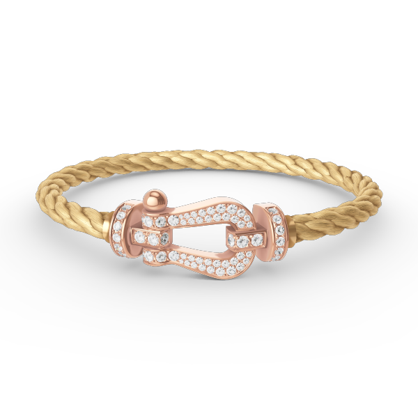[Elara]FORCE LARGE HORSESHOE FULL DIAMOND BRACELET - ROSE GOLD