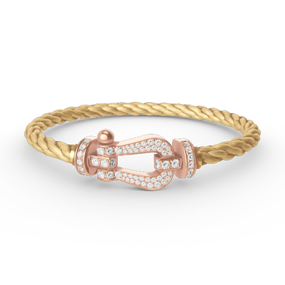 [Elara]FORCE LARGE HORSESHOE FULL DIAMOND BRACELET - ROSE GOLD