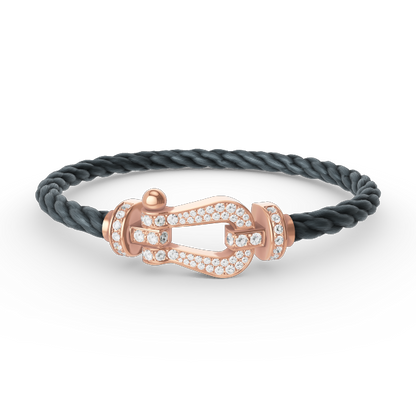 [Elara]FORCE LARGE HORSESHOE FULL DIAMOND BRACELET - ROSE GOLD