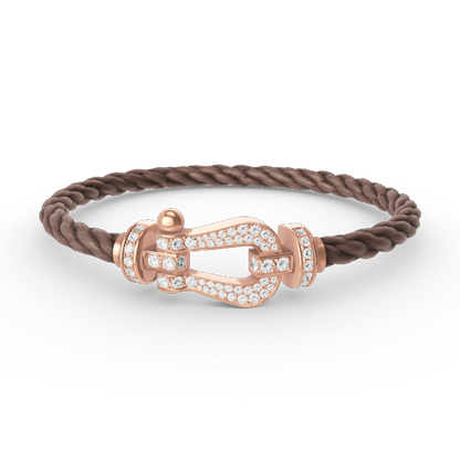 [Elara]FORCE LARGE HORSESHOE FULL DIAMOND BRACELET - ROSE GOLD