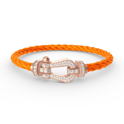 [Elara]FORCE LARGE HORSESHOE FULL DIAMOND BRACELET - ROSE GOLD