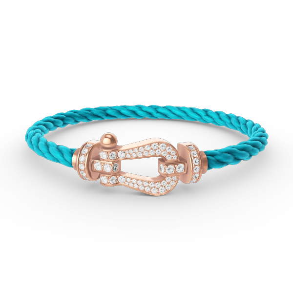 [Elara]FORCE LARGE HORSESHOE FULL DIAMOND BRACELET - ROSE GOLD