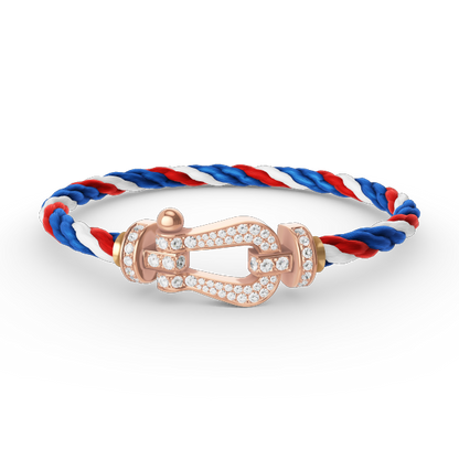 [Elara]FORCE LARGE HORSESHOE FULL DIAMOND BRACELET - ROSE GOLD