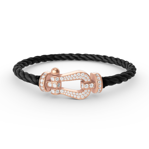 [Elara]FORCE LARGE HORSESHOE FULL DIAMOND BRACELET - ROSE GOLD