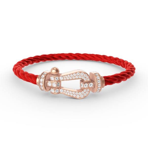 [Elara]FORCE LARGE HORSESHOE FULL DIAMOND BRACELET - ROSE GOLD