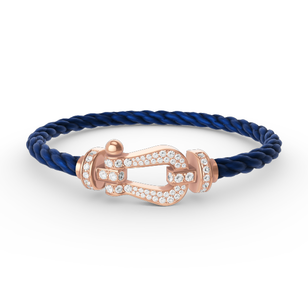 [Elara]FORCE LARGE HORSESHOE FULL DIAMOND BRACELET - ROSE GOLD