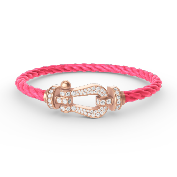[Elara]FORCE LARGE HORSESHOE FULL DIAMOND BRACELET - ROSE GOLD