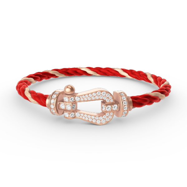 [Elara]FORCE LARGE HORSESHOE FULL DIAMOND BRACELET - ROSE GOLD