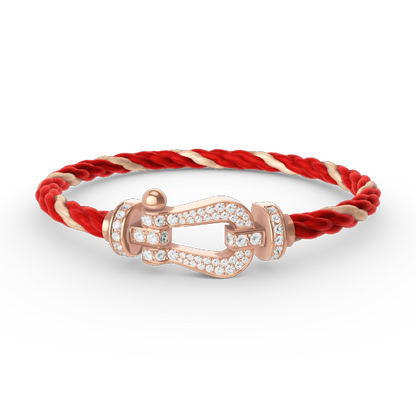 [Elara]FORCE LARGE HORSESHOE FULL DIAMOND BRACELET - ROSE GOLD