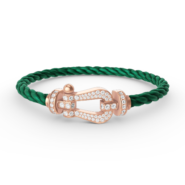 [Elara]FORCE LARGE HORSESHOE FULL DIAMOND BRACELET - ROSE GOLD