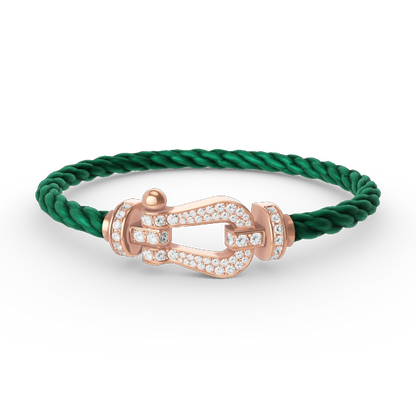 [Elara]FORCE LARGE HORSESHOE FULL DIAMOND BRACELET - ROSE GOLD