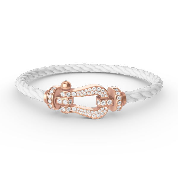 [Elara]FORCE LARGE HORSESHOE FULL DIAMOND BRACELET - ROSE GOLD
