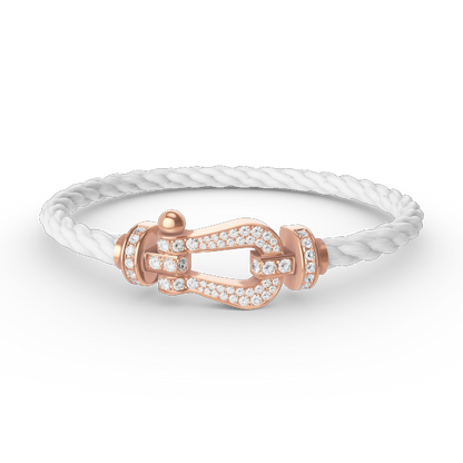 [Elara]FORCE LARGE HORSESHOE FULL DIAMOND BRACELET - ROSE GOLD