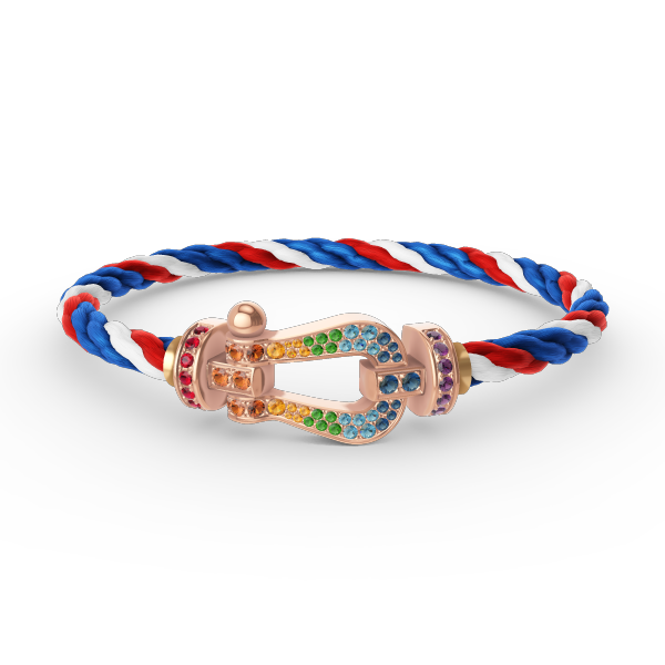 [Elara]FORCE LARGE HORSESHOE COLORED DIAMOND BRACELET - ROSE GOLD