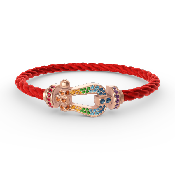 [Elara]FORCE LARGE HORSESHOE COLORED DIAMOND BRACELET - ROSE GOLD