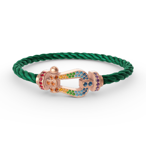 [Elara]FORCE LARGE HORSESHOE COLORED DIAMOND BRACELET - ROSE GOLD