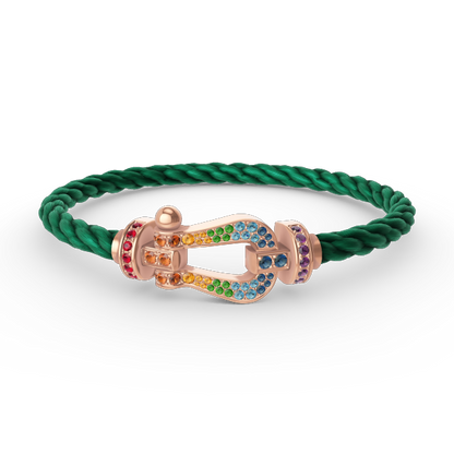 [Elara]FORCE LARGE HORSESHOE COLORED DIAMOND BRACELET - ROSE GOLD
