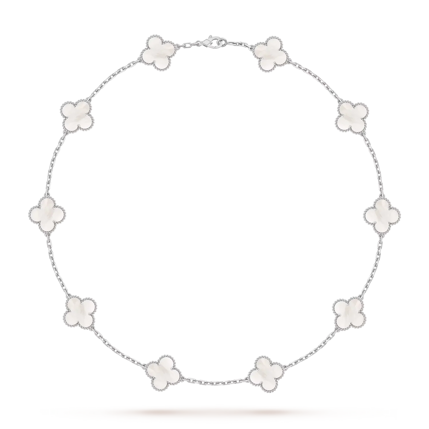 [Elara]KLASSISCHE GLÜCKLICHE 10-MOTIV-KLEE-HALSKETTE WEISSGOLD-KOLLEKTION