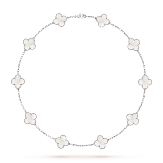 [Elara]CLASSIC LUCKY 10モチーフ クローバーネックレス ホワイトゴールドコレクション