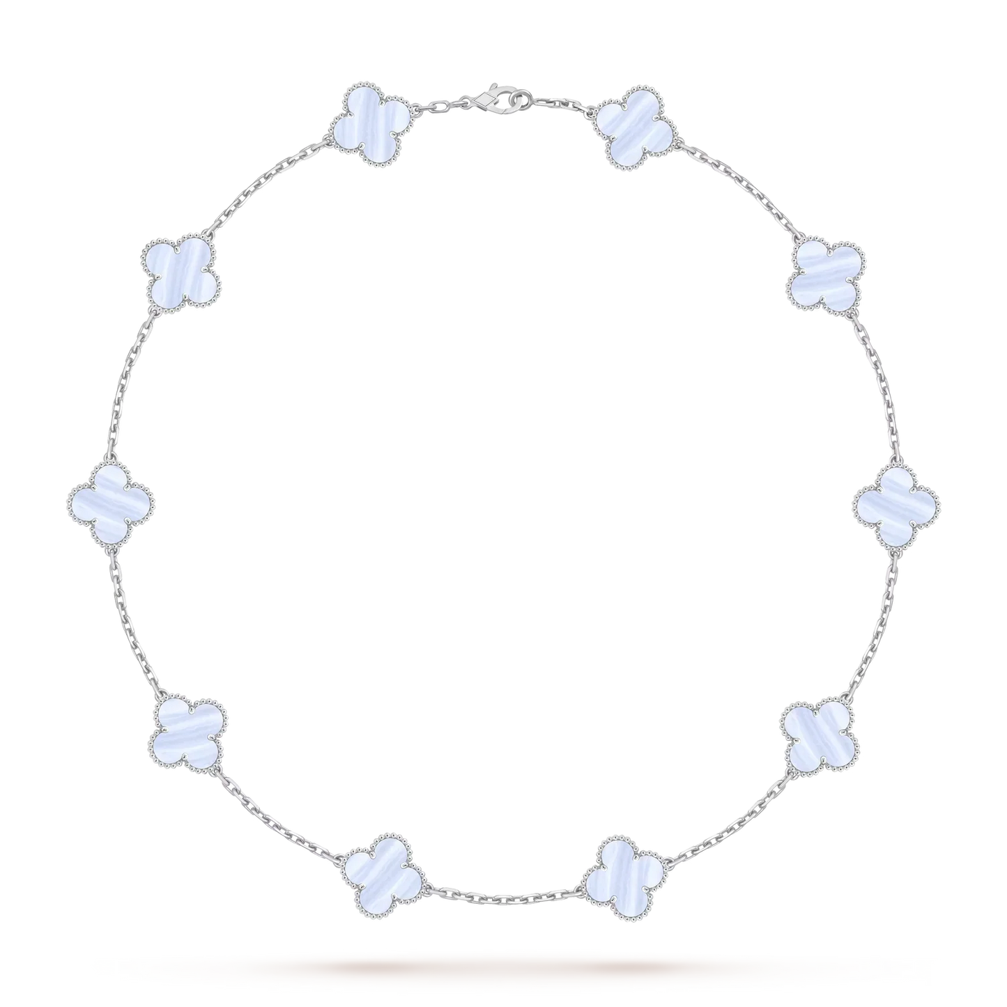 [Elara]KLASSISCHE GLÜCKLICHE 10-MOTIV-KLEE-HALSKETTE WEISSGOLD-KOLLEKTION
