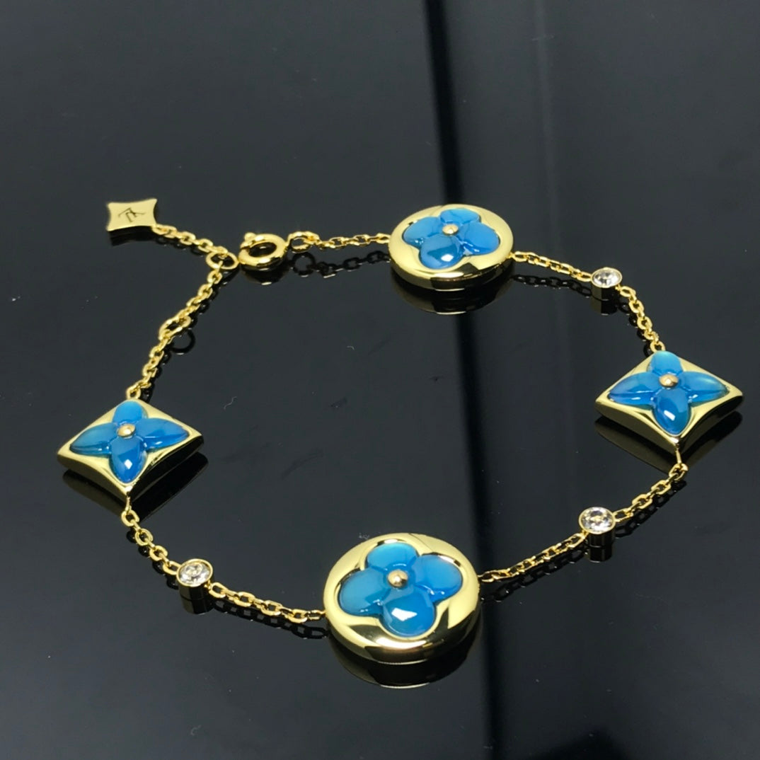 [Elara]STERN UND SONNE 4 MOTIV BLAUES ARMBAND