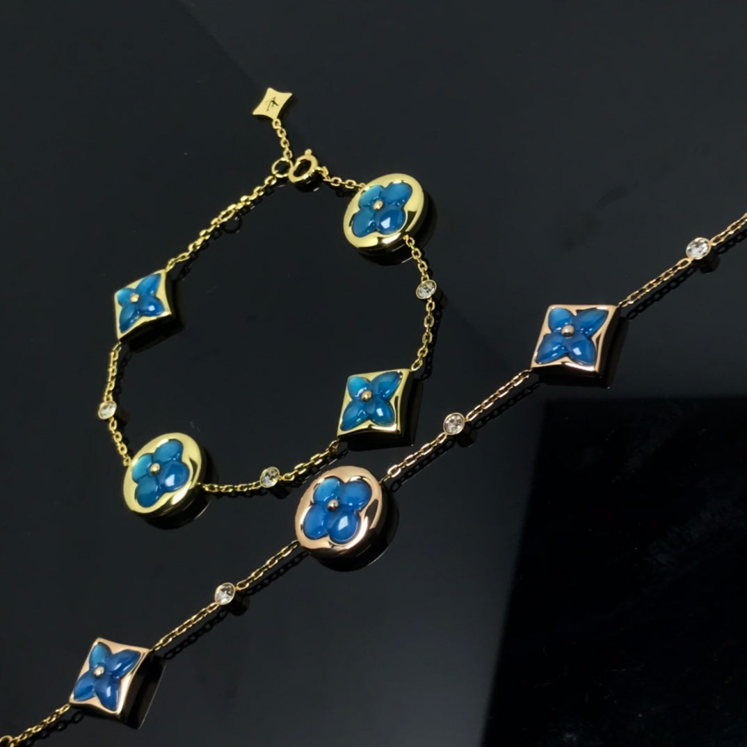 [Elara]STERN UND SONNE 4 MOTIV BLAUES ARMBAND