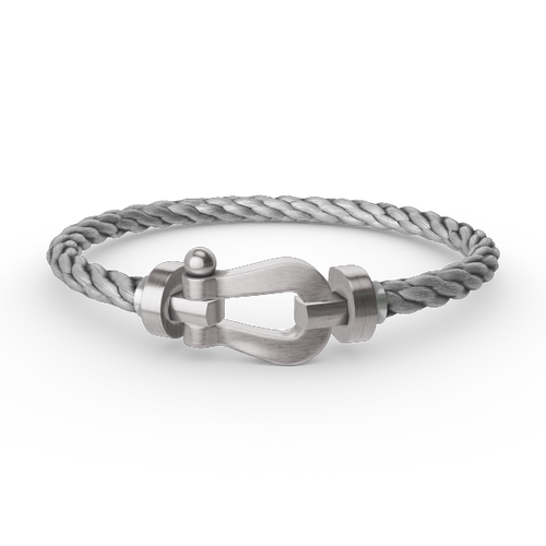 [Elara]FORCE LARGE HORSESHOE BRACELET - WHITE GOLD