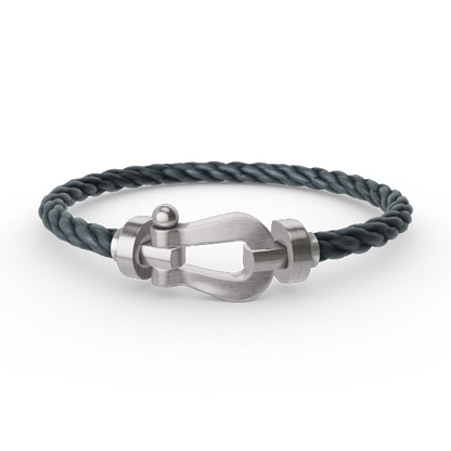 [Elara]FORCE LARGE HORSESHOE BRACELET - WHITE GOLD