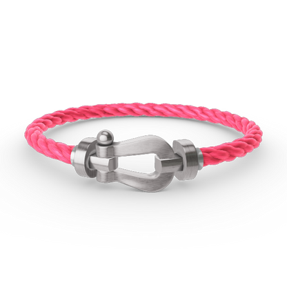 [Elara]FORCE LARGE HORSESHOE BRACELET - WHITE GOLD